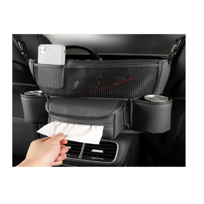 De DrivePocket wordt eenvoudig tussen je stoel en middenconsole geplaatst.
Zo heb je altijd een vaste plek voor je belangrijkste spullen. Dit zorgt voor meer overzicht in de auto en voorkomt afleiding tijdens het rijden.
