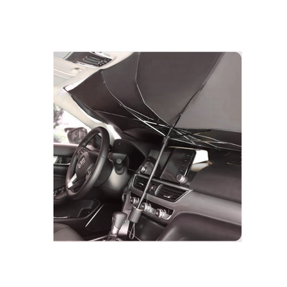 SunShield Pro geplaatst in auto tijdens warme zomerdag.